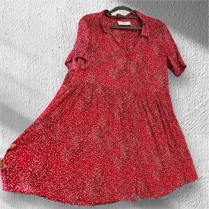 Ba&sh Flare Mini Red Dress Oversized Relaxed Fit Comfy 4